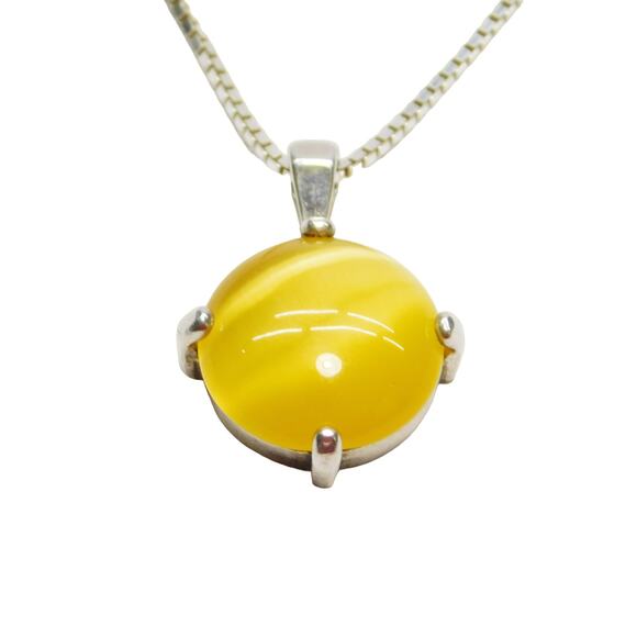 Brand Jewelry - Yellow Stone Pendant Silver Fashion Necklace